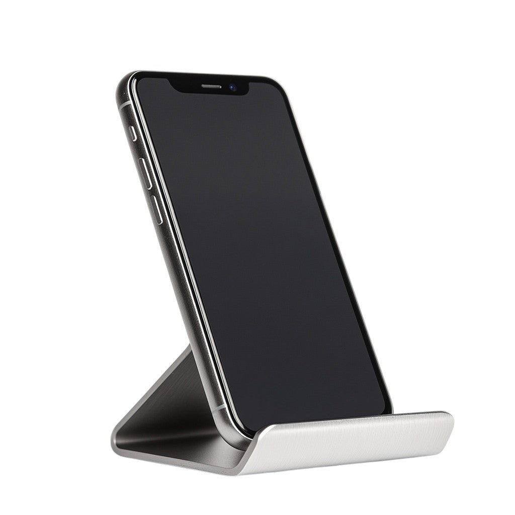 Frbkn Desktop Phone Stand - Foldable & Adjustable Aluminum Cell Phone Holder for Desk - Ergonomic Viewing Angle for Office & Home