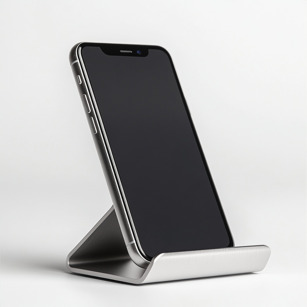 Frbkn Desktop Phone Stand - Foldable & Adjustable Aluminum Cell Phone Holder for Desk - Ergonomic Viewing Angle for Office & Home