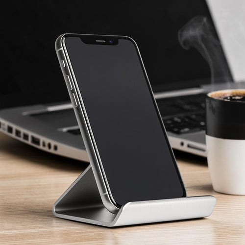 Frbkn Desktop Phone Stand - Foldable & Adjustable Aluminum Cell Phone Holder for Desk - Ergonomic Viewing Angle for Office & Home